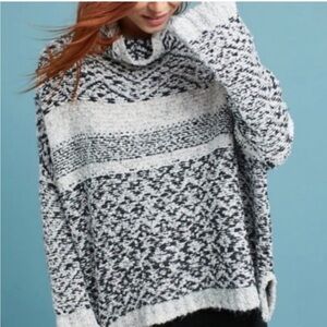 Anthropologie Moth gray white cowl neck oversized Solita Sweater size small